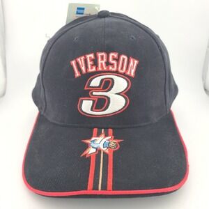 Vintage Allen Iverson 76ers Drew Pearson Strapback Hat NBA Hip Hop Streetwear